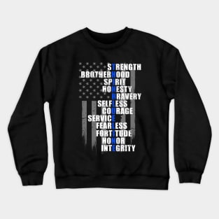 Police Holiday Gift - Thin Blue Line Flag - Law Enforcement Crewneck Sweatshirt